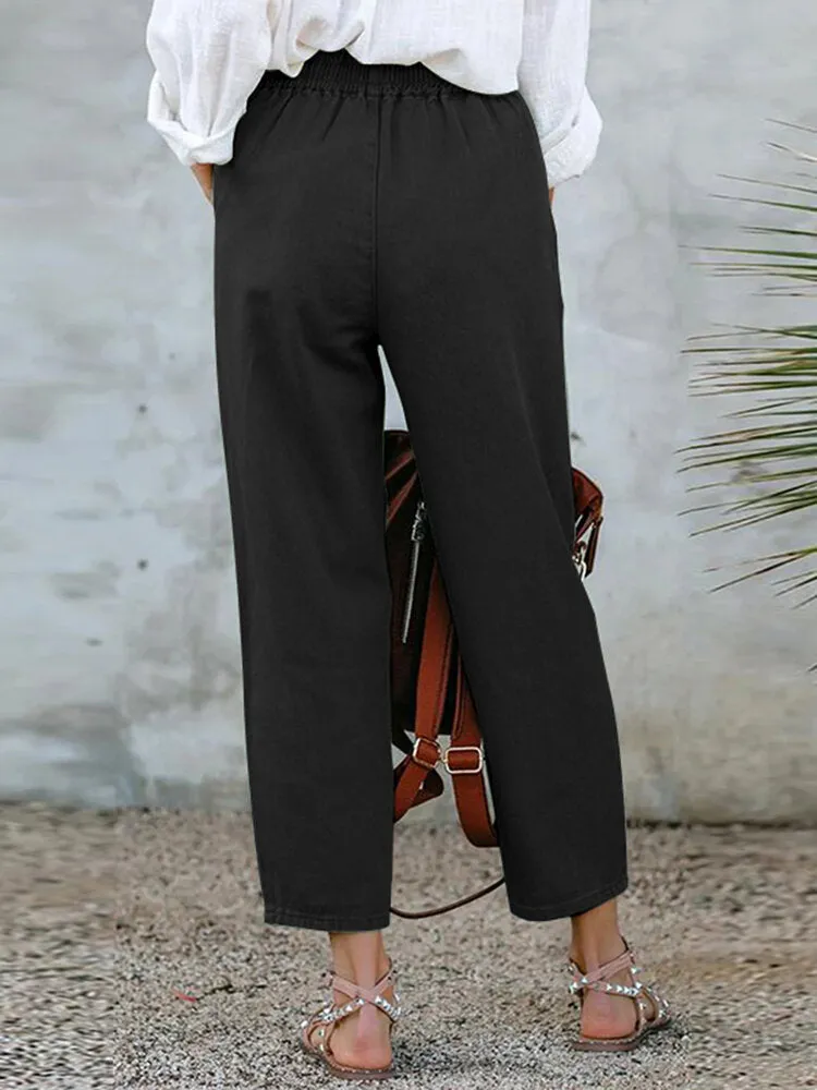 100% Cotton Solid Simple And Comfortable Work Pants