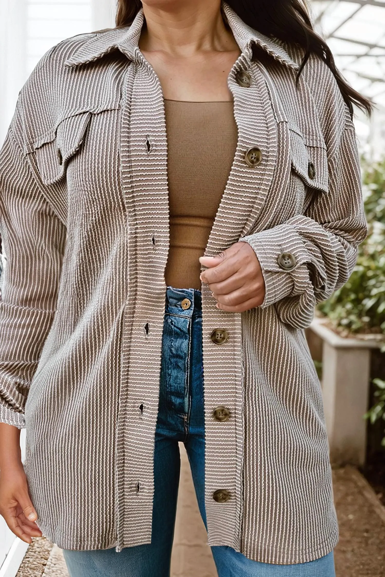 66Disco - Wavey Textured Button Up - Plus