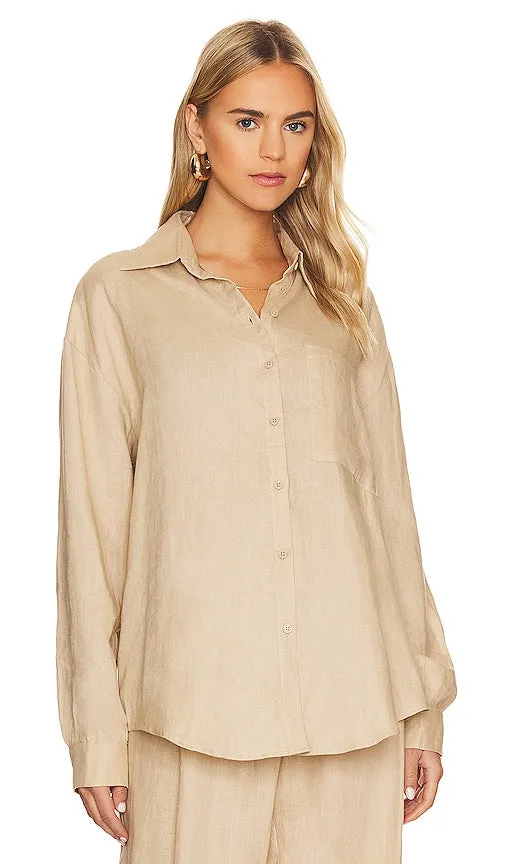AEXAE Linen Woven Shirt in Beige