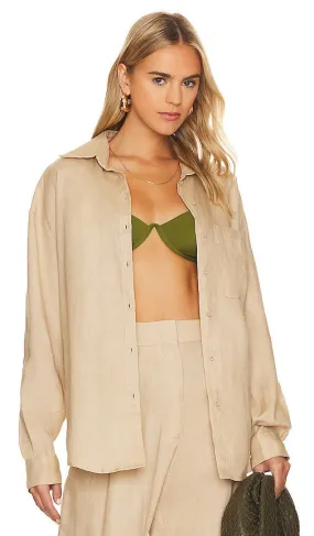 AEXAE Linen Woven Shirt in Beige