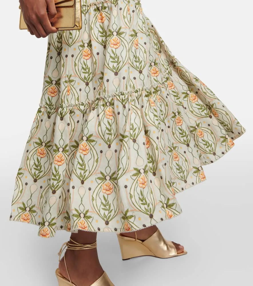 Agua by Agua Bendita Consuelo Lunar embroidered linen midi dress