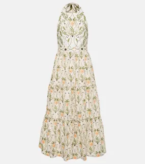 Agua by Agua Bendita Consuelo Lunar embroidered linen midi dress