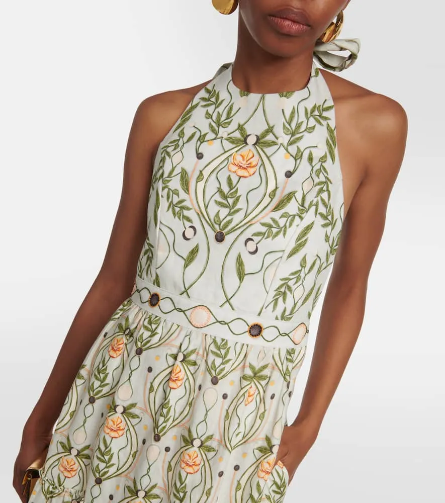 Agua by Agua Bendita Consuelo Lunar embroidered linen midi dress