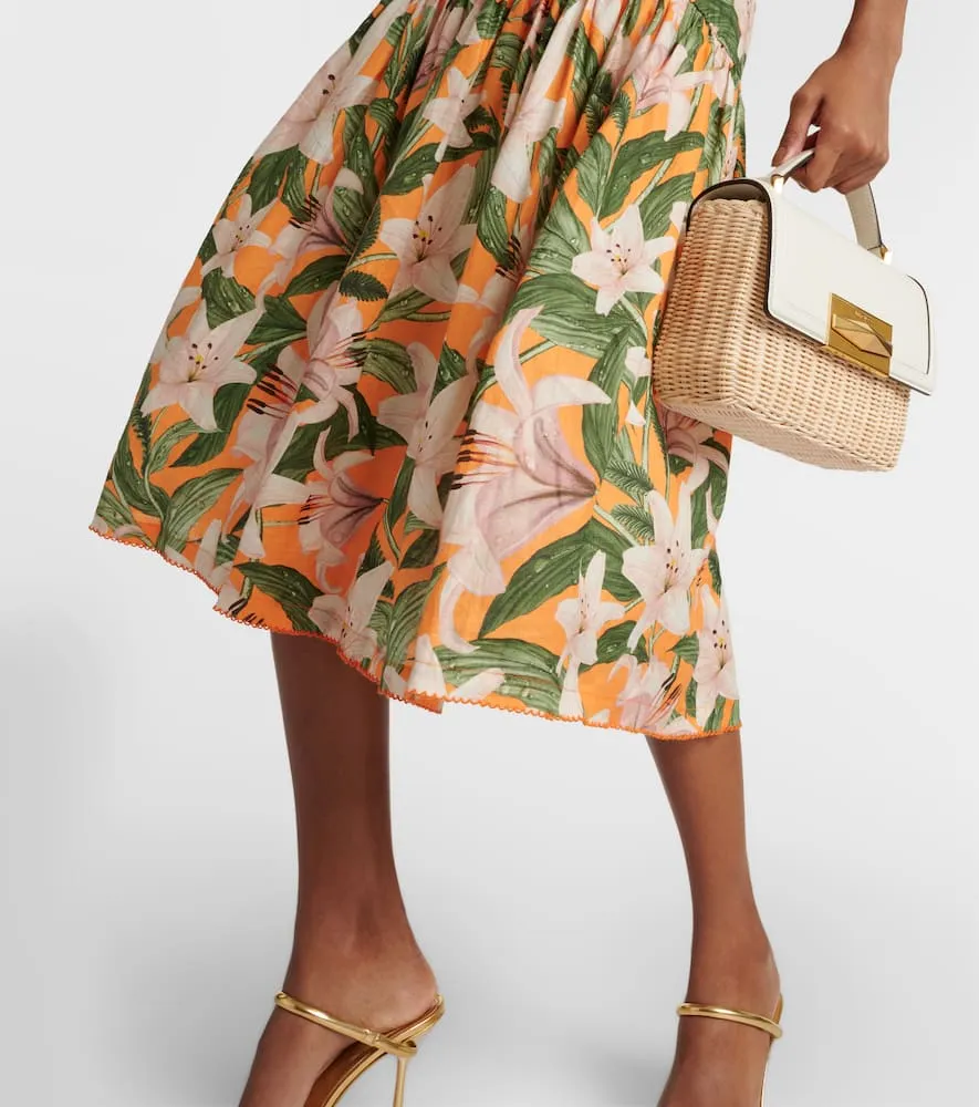 Agua by Agua Bendita Nispero floral linen midi dress