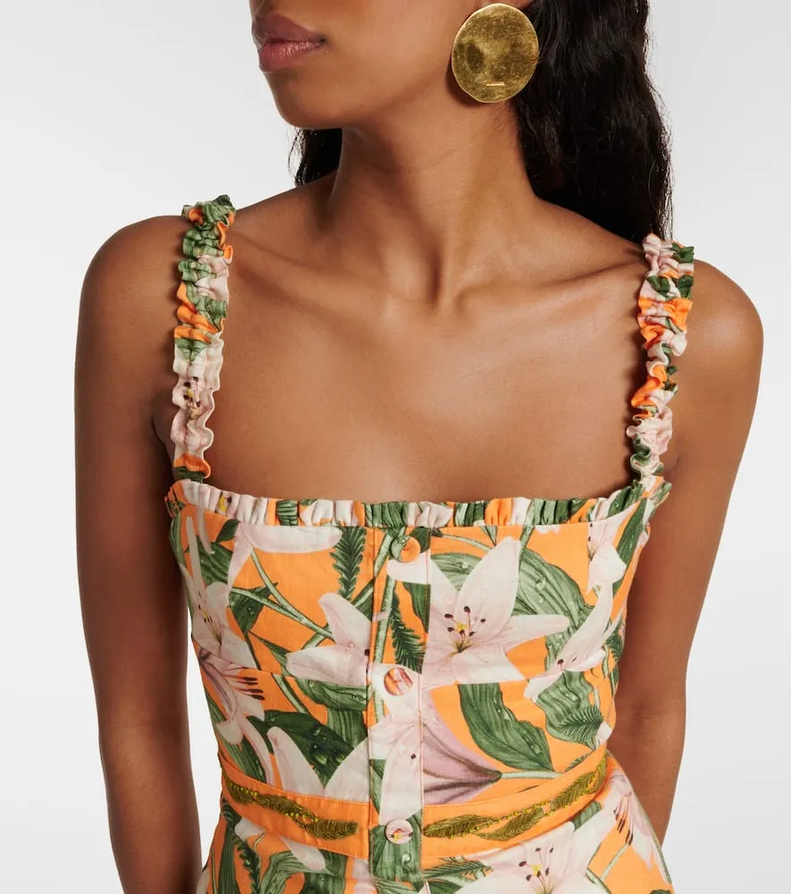 Agua by Agua Bendita Nispero floral linen midi dress