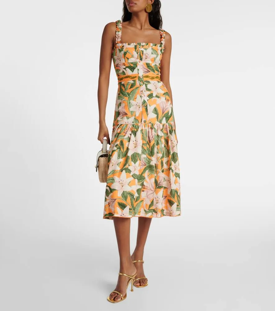 Agua by Agua Bendita Nispero floral linen midi dress