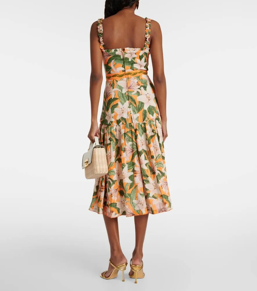 Agua by Agua Bendita Nispero floral linen midi dress
