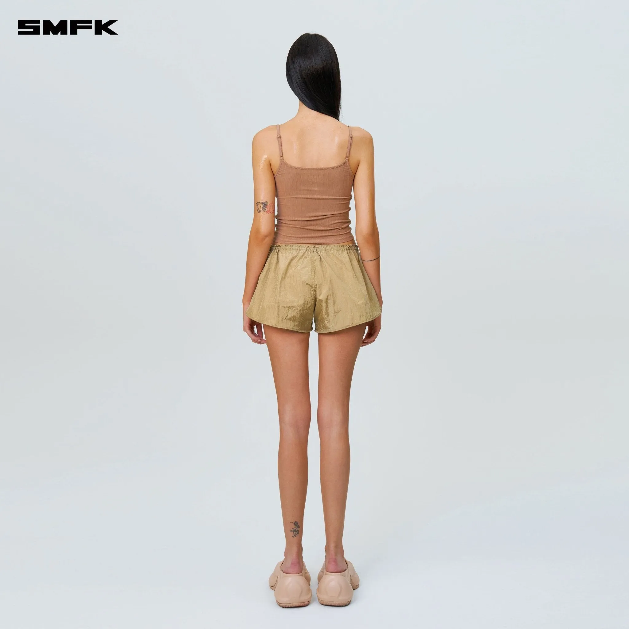 Ancient Myth Alloy Skin Low-Waist Jogging Shorts Gold