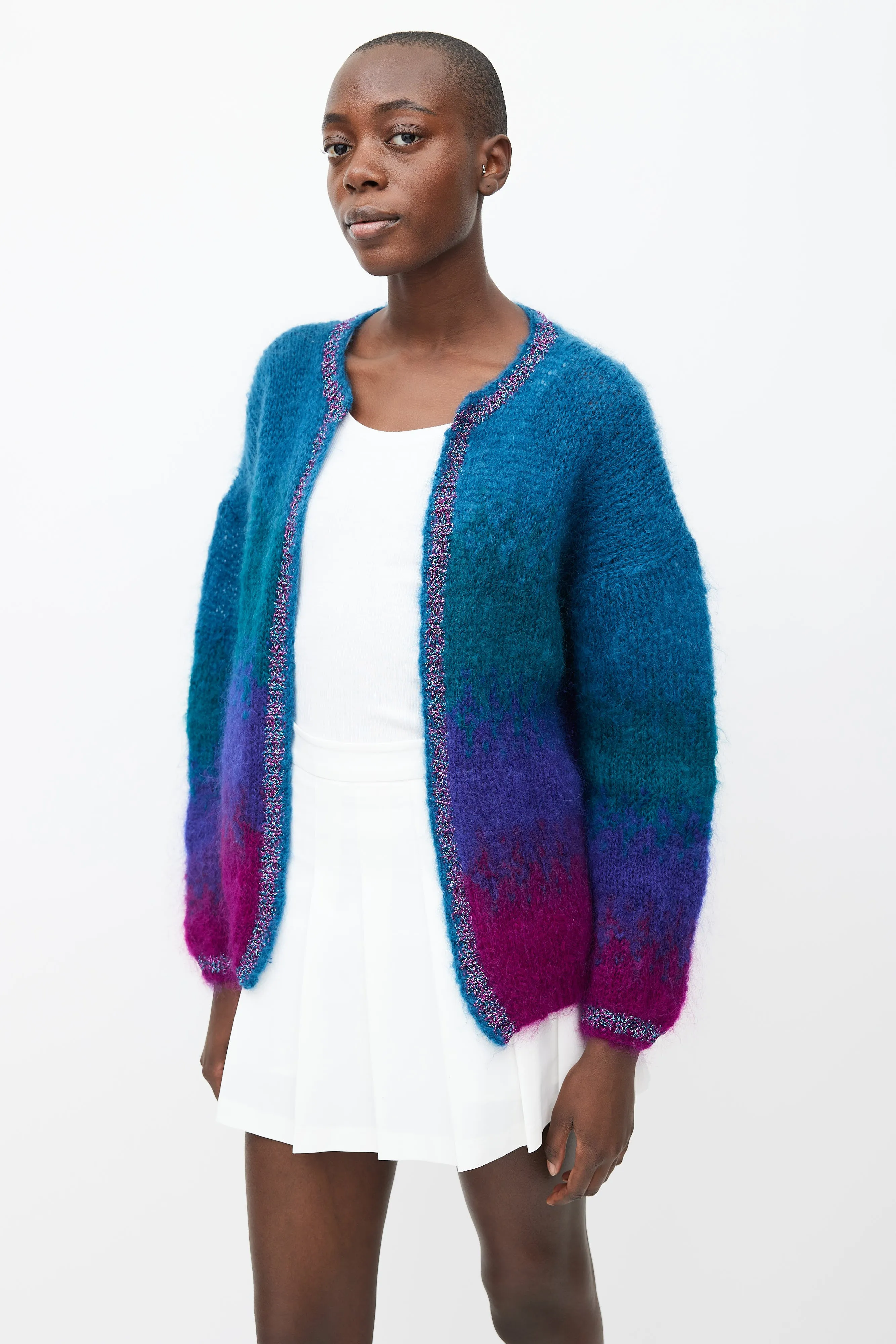 Blue, Green & Purple Ombre Knit Cardigan