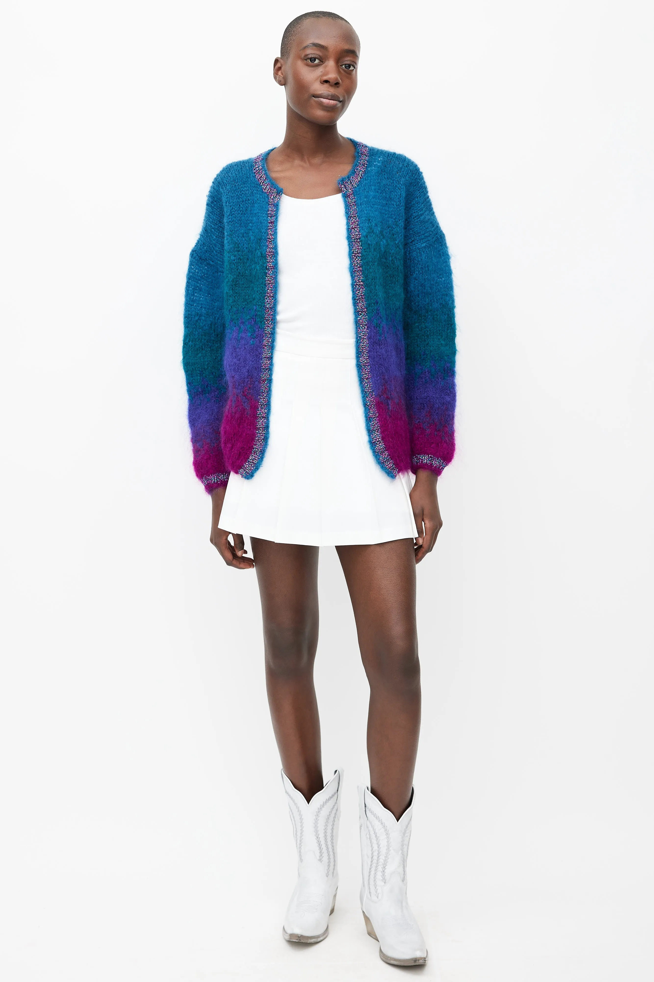 Blue, Green & Purple Ombre Knit Cardigan