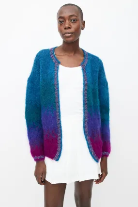 Blue, Green & Purple Ombre Knit Cardigan