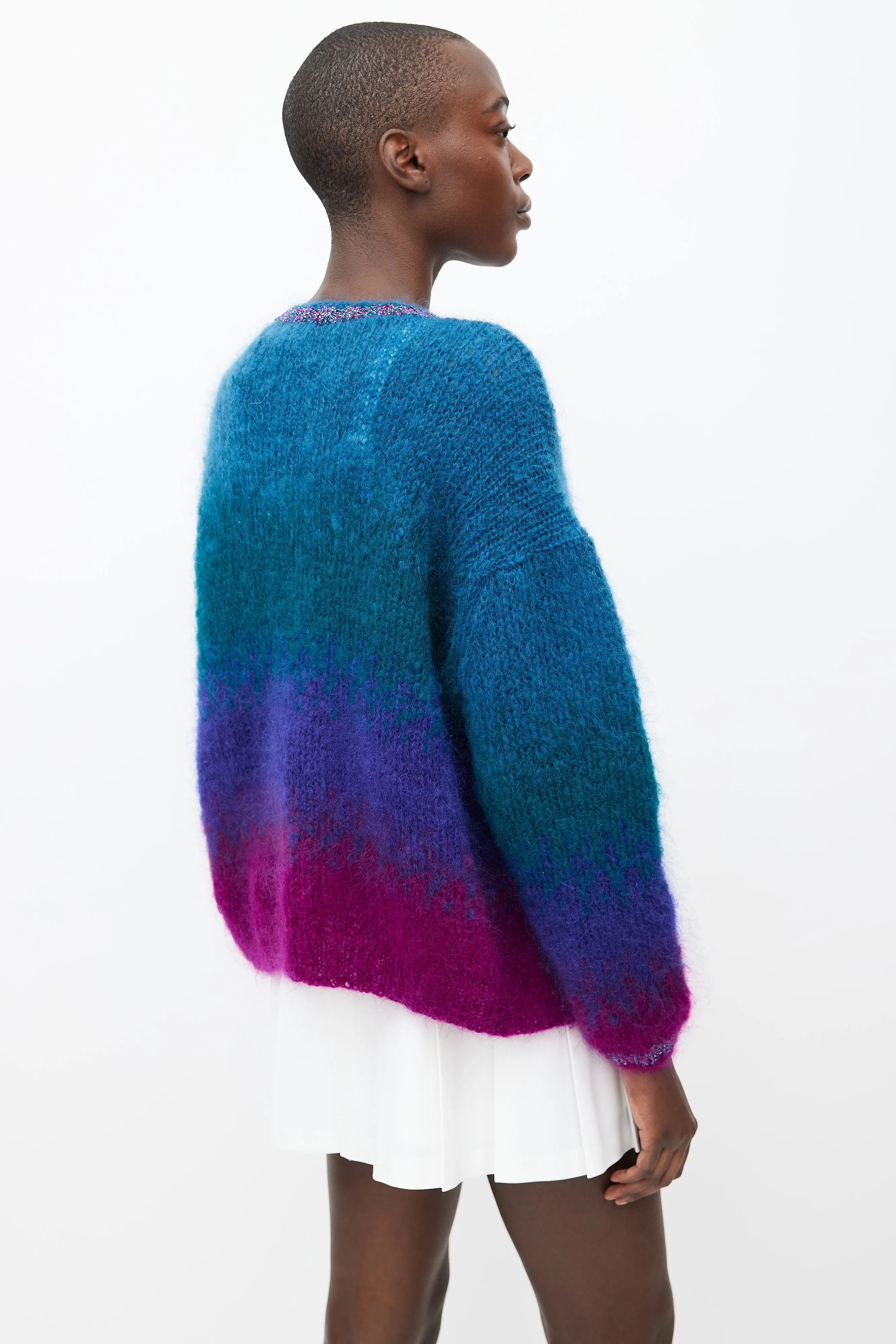Blue, Green & Purple Ombre Knit Cardigan