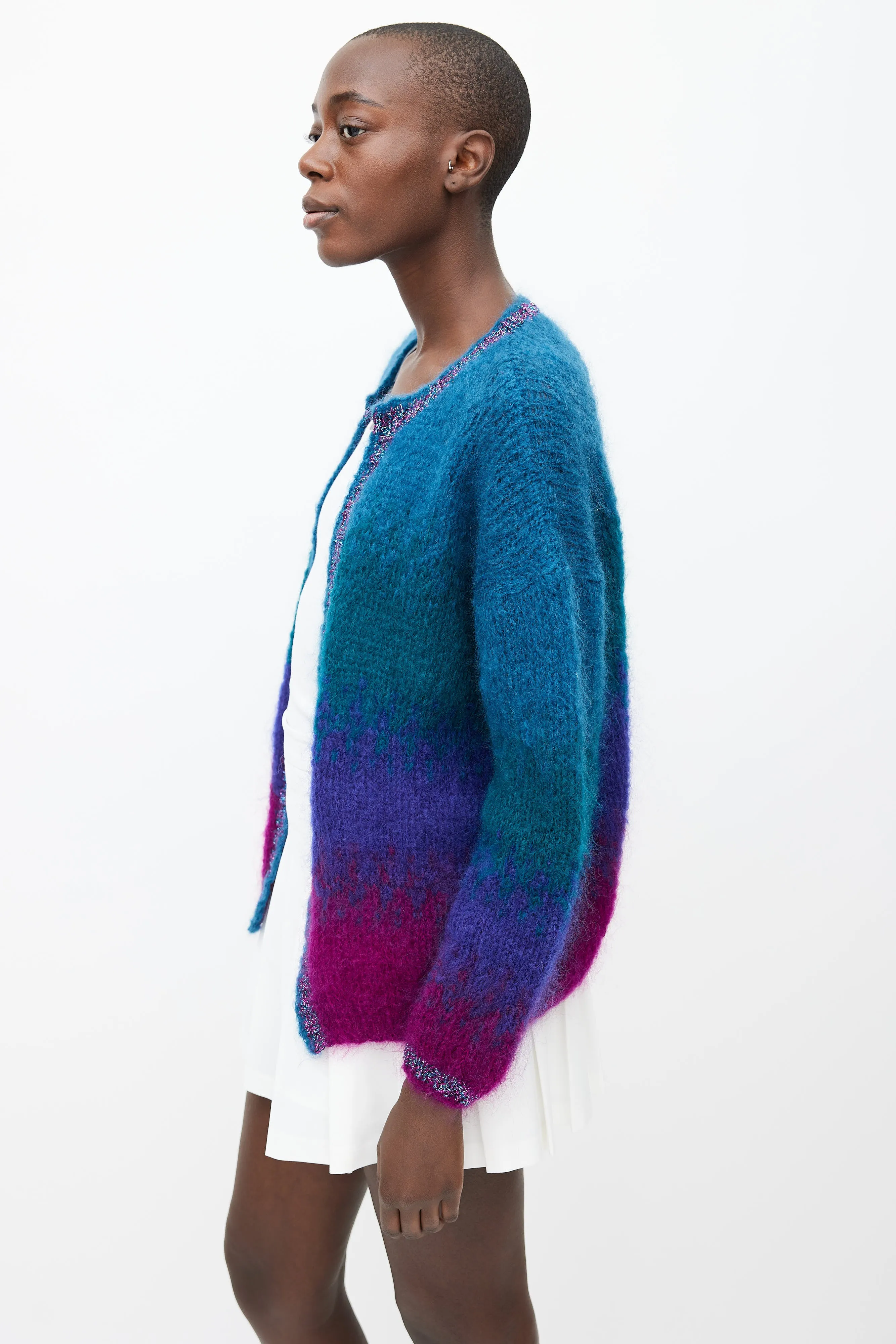 Blue, Green & Purple Ombre Knit Cardigan