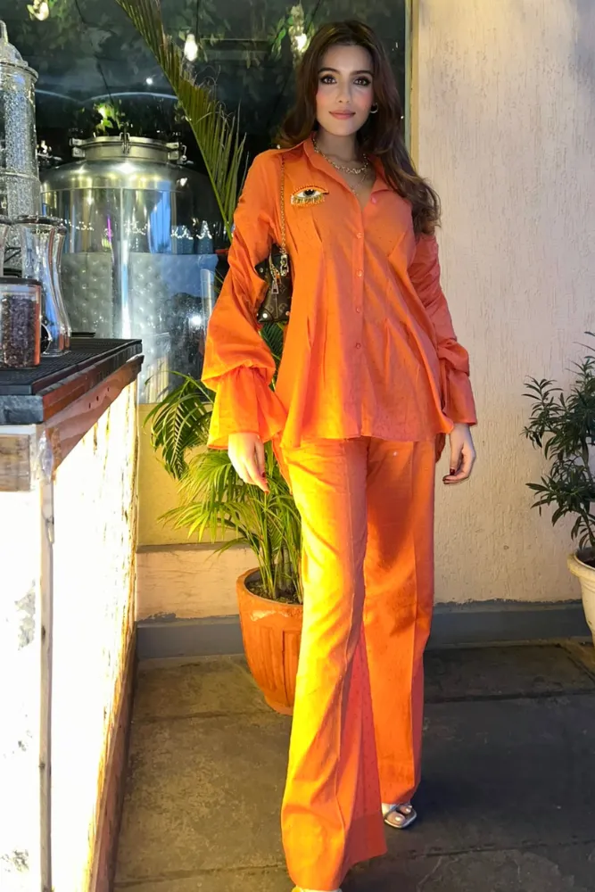 Bricky Orange Textured Cotton Co-Ord Set