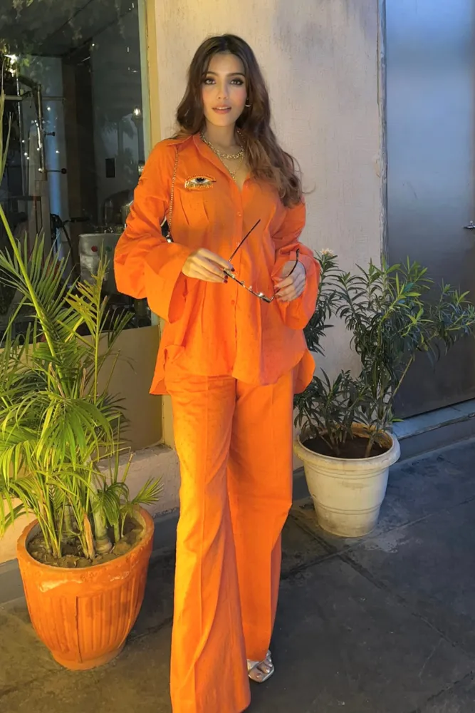 Bricky Orange Textured Cotton Co-Ord Set