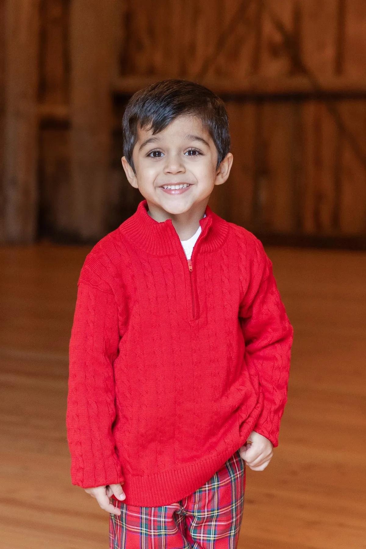 Cable Knit Sweater- Red