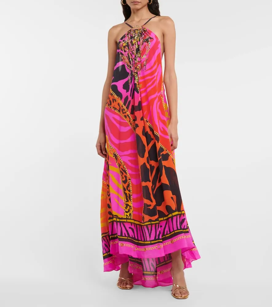 Camilla Giraffe-print silk maxi dress