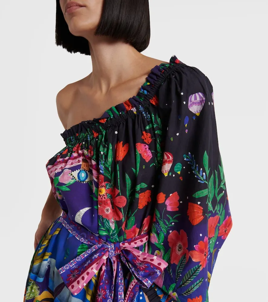 Camilla One shoulder cotton maxi dress