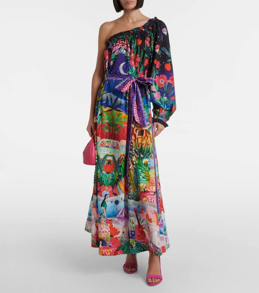 Camilla One shoulder cotton maxi dress