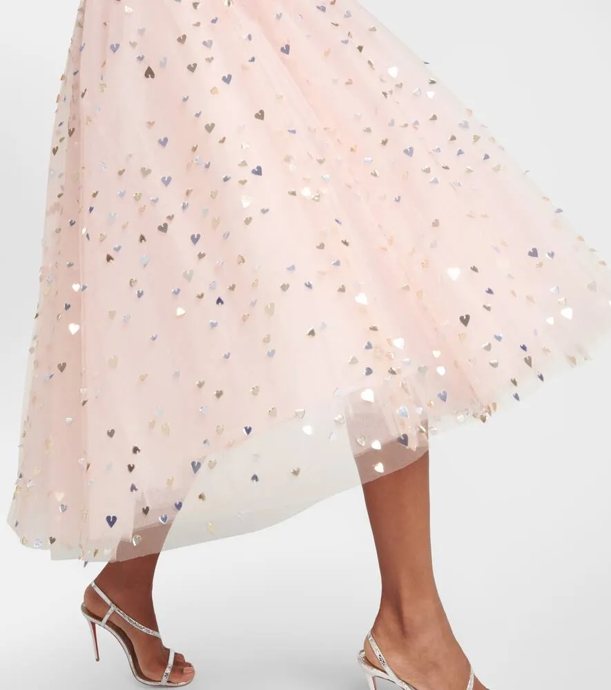 Carolina Herrera Sequined strapless tulle midi dress