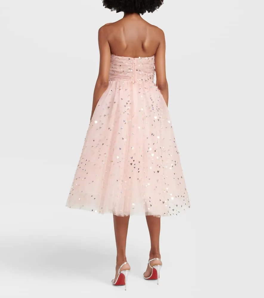 Carolina Herrera Sequined strapless tulle midi dress