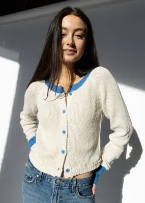 Cass Dual Knit Sweater - Taupe & Blue