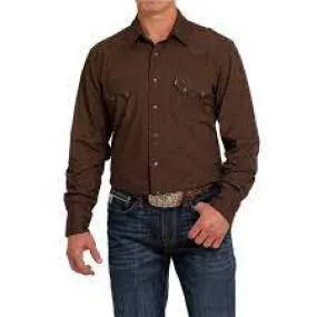 CINCH MENS WEAVE PATTERN BUTTON UP SHIRT (BROWN)