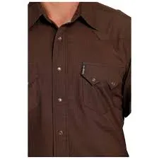 CINCH MENS WEAVE PATTERN BUTTON UP SHIRT (BROWN)