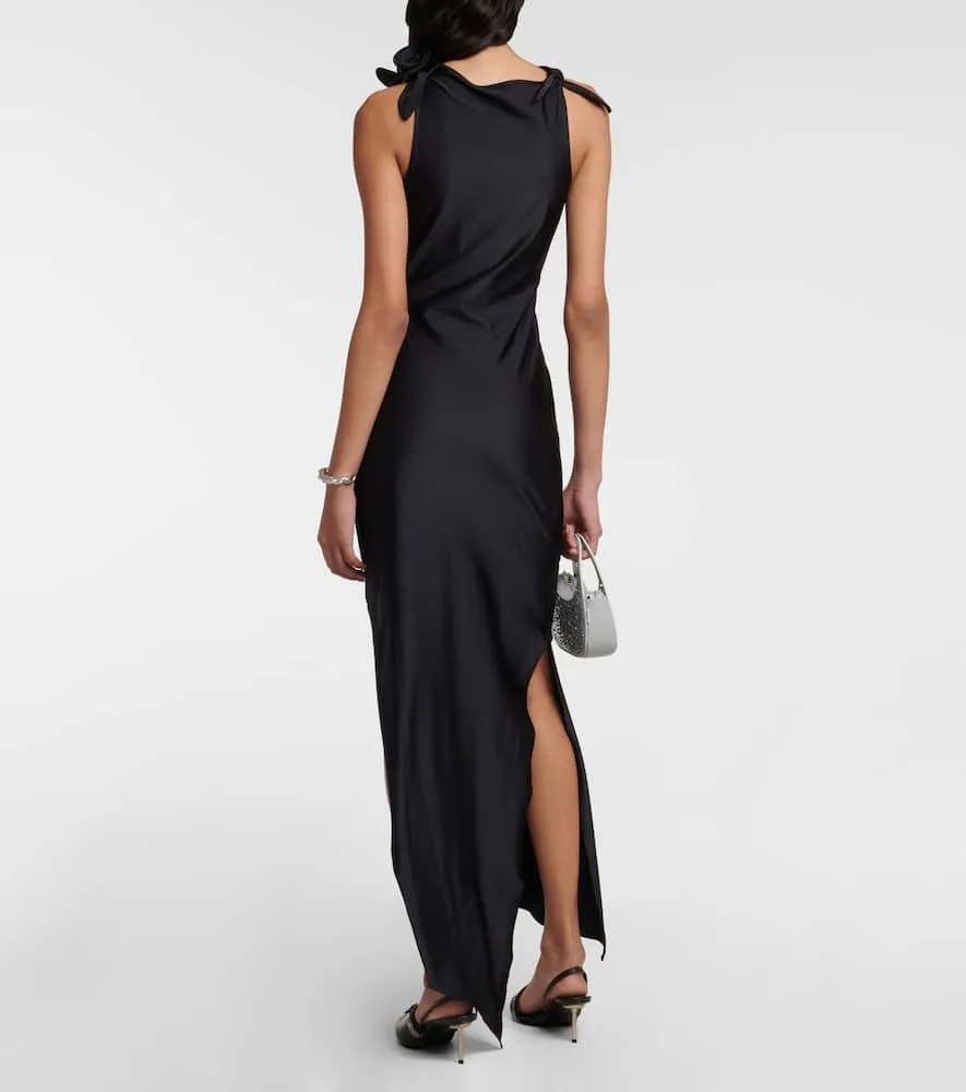 Coperni Asymmetrical flower-detail midi dress