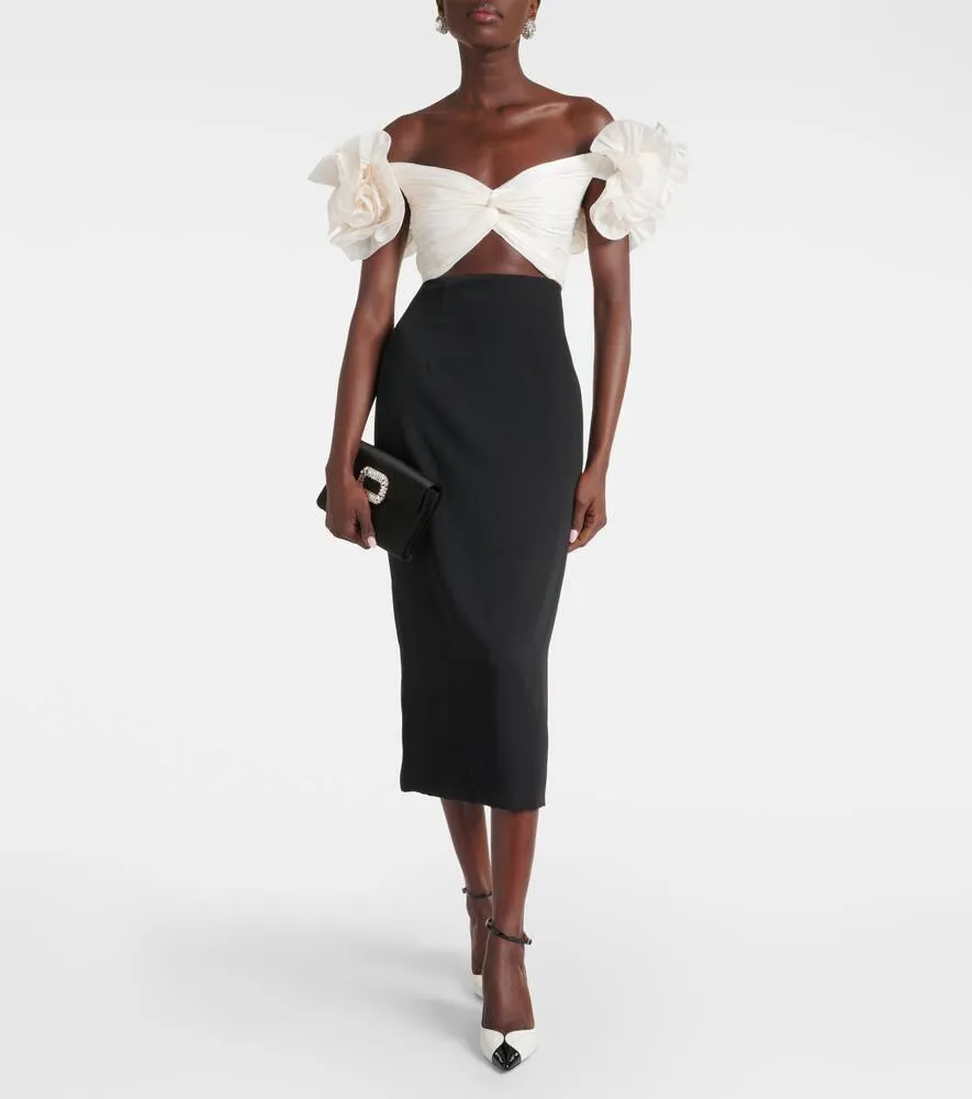 Costarellos Ziselle cutout Lurex√Ç¬Æ and crêpe midi dress