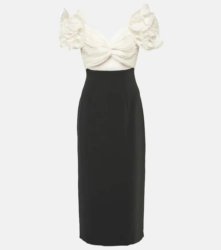 Costarellos Ziselle cutout Lurex√Ç¬Æ and crêpe midi dress