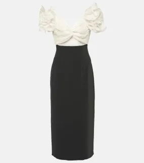 Costarellos Ziselle cutout Lurex√Ç¬Æ and crêpe midi dress