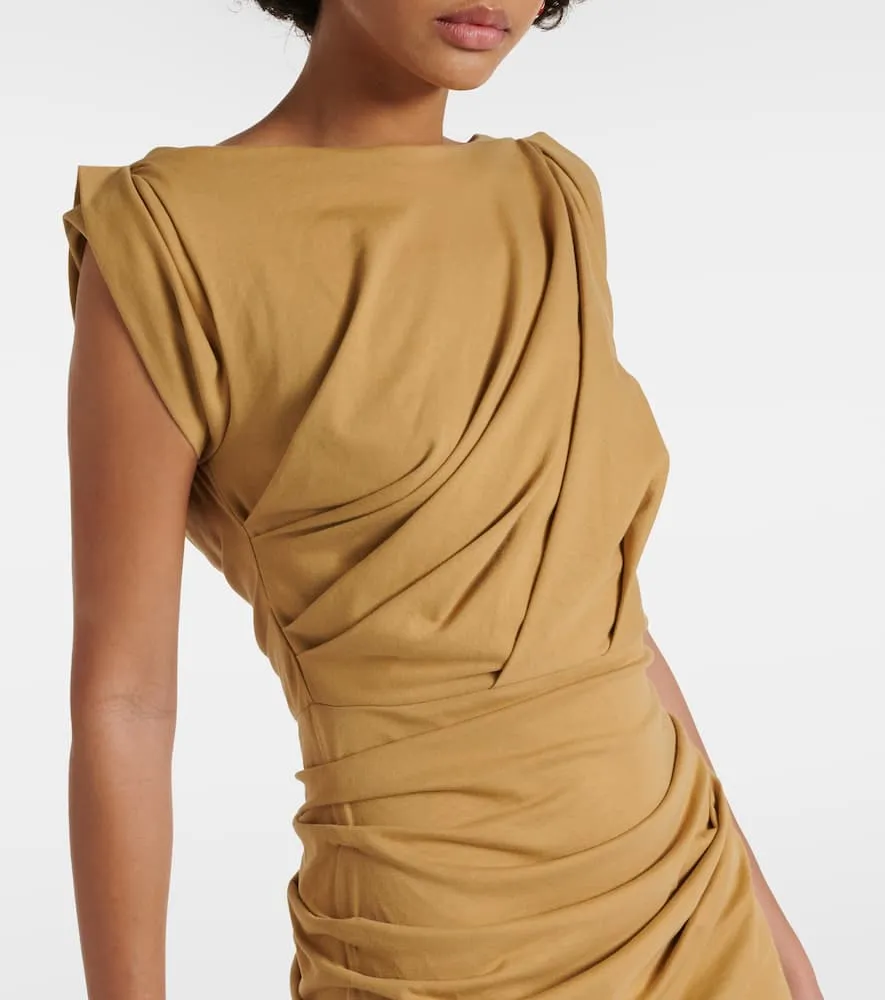 Dries Van Noten Gathered cotton jersey midi dress
