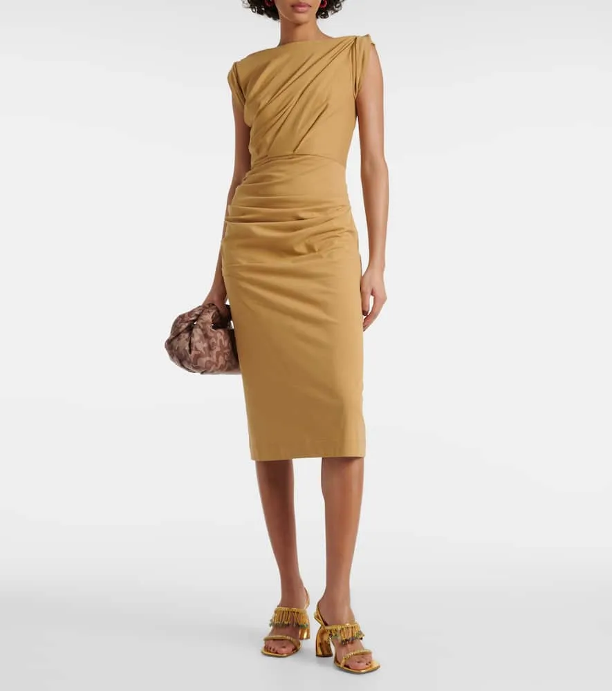 Dries Van Noten Gathered cotton jersey midi dress