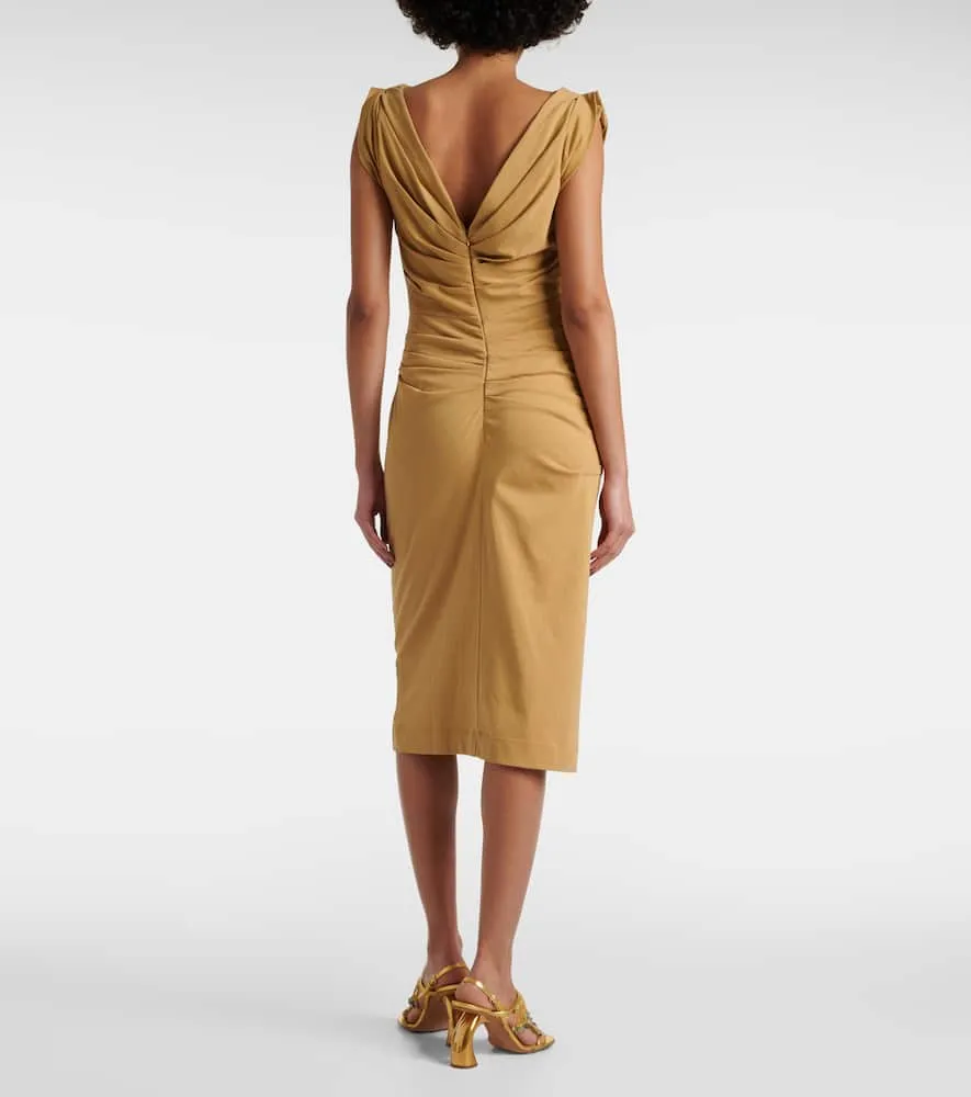 Dries Van Noten Gathered cotton jersey midi dress