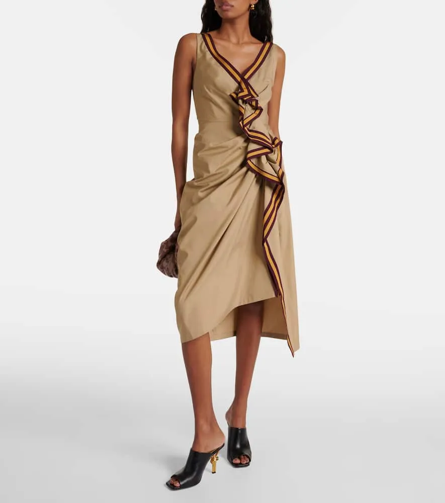 Dries Van Noten Gathered cotton midi dress
