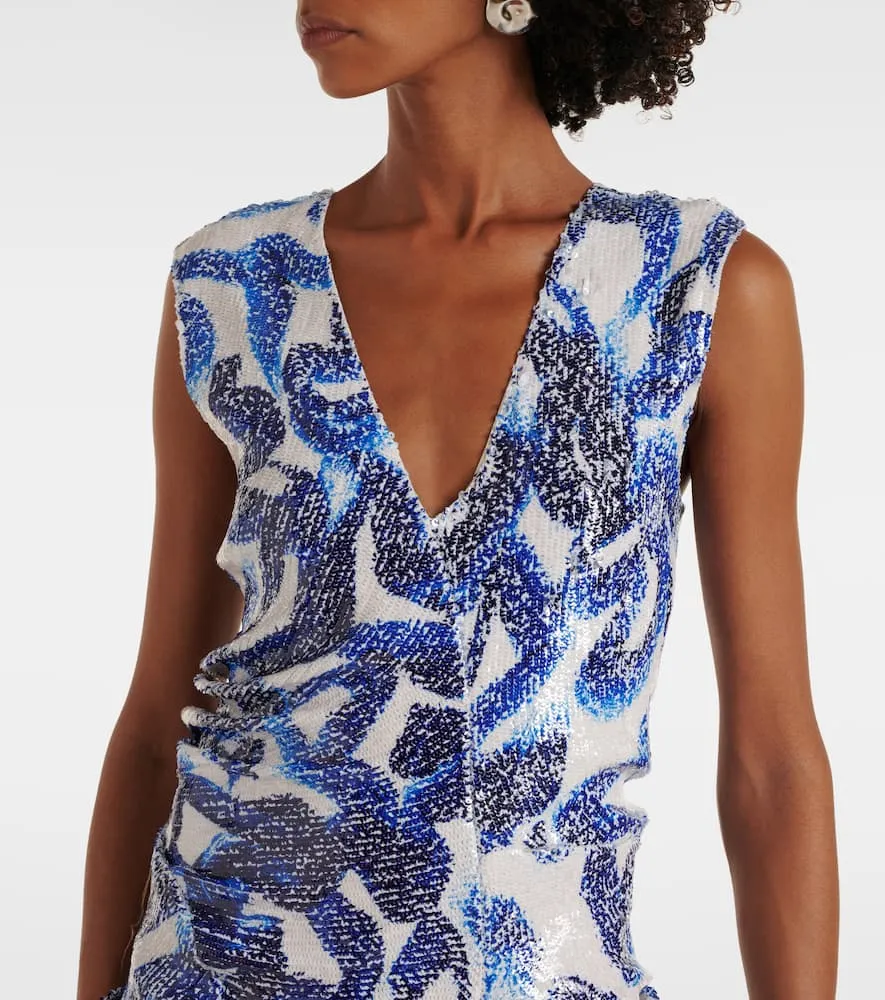 Dries Van Noten Sequined draped midi dress