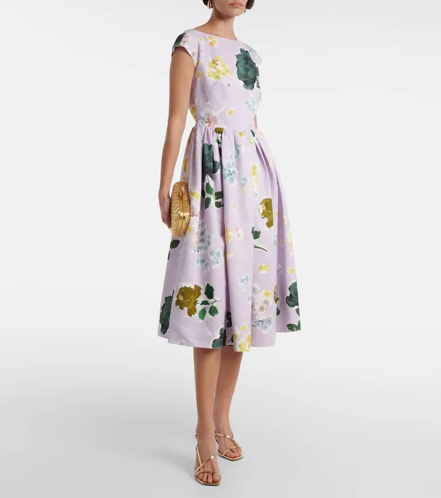 Erdem Floral cotton-blend faille midi dress