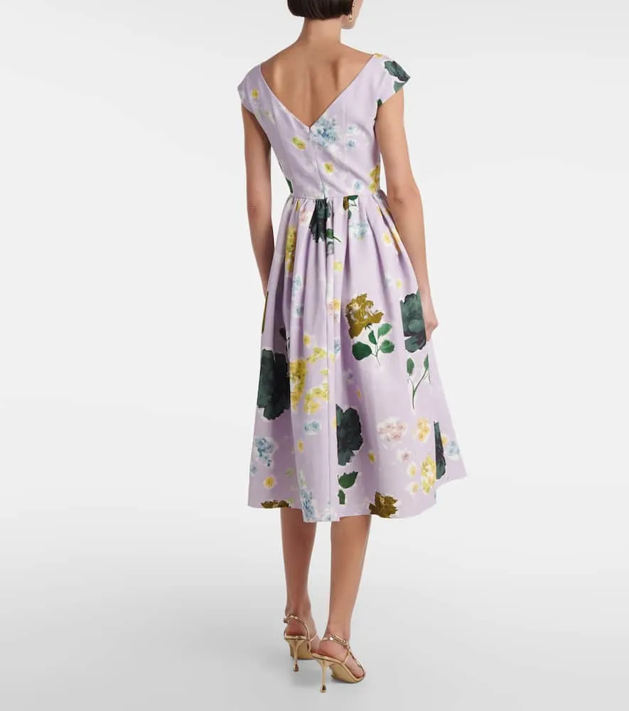Erdem Floral cotton-blend faille midi dress