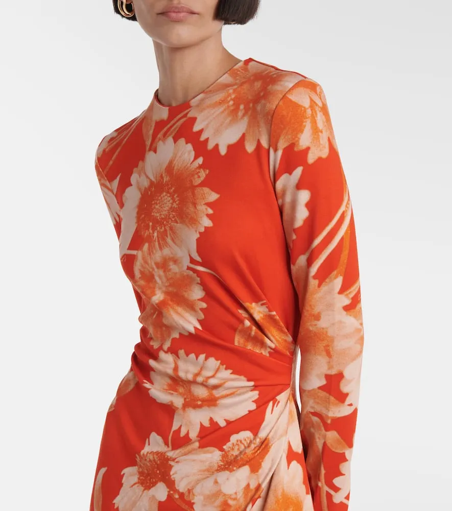Erdem Floral draped ponte jersey midi dress