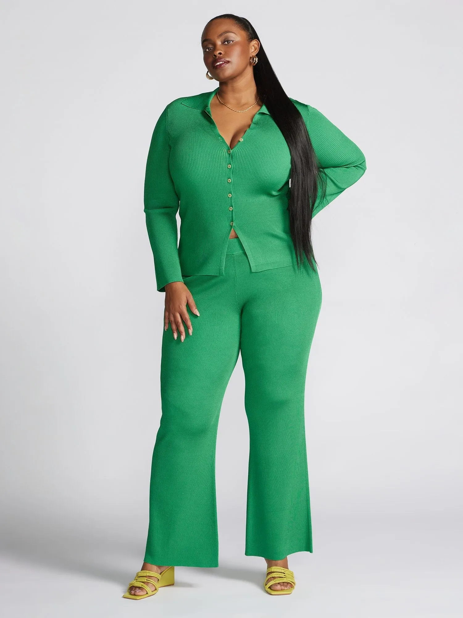 Fashion To Figure - Akhzari Ribbed Knit Wide Leg Pants