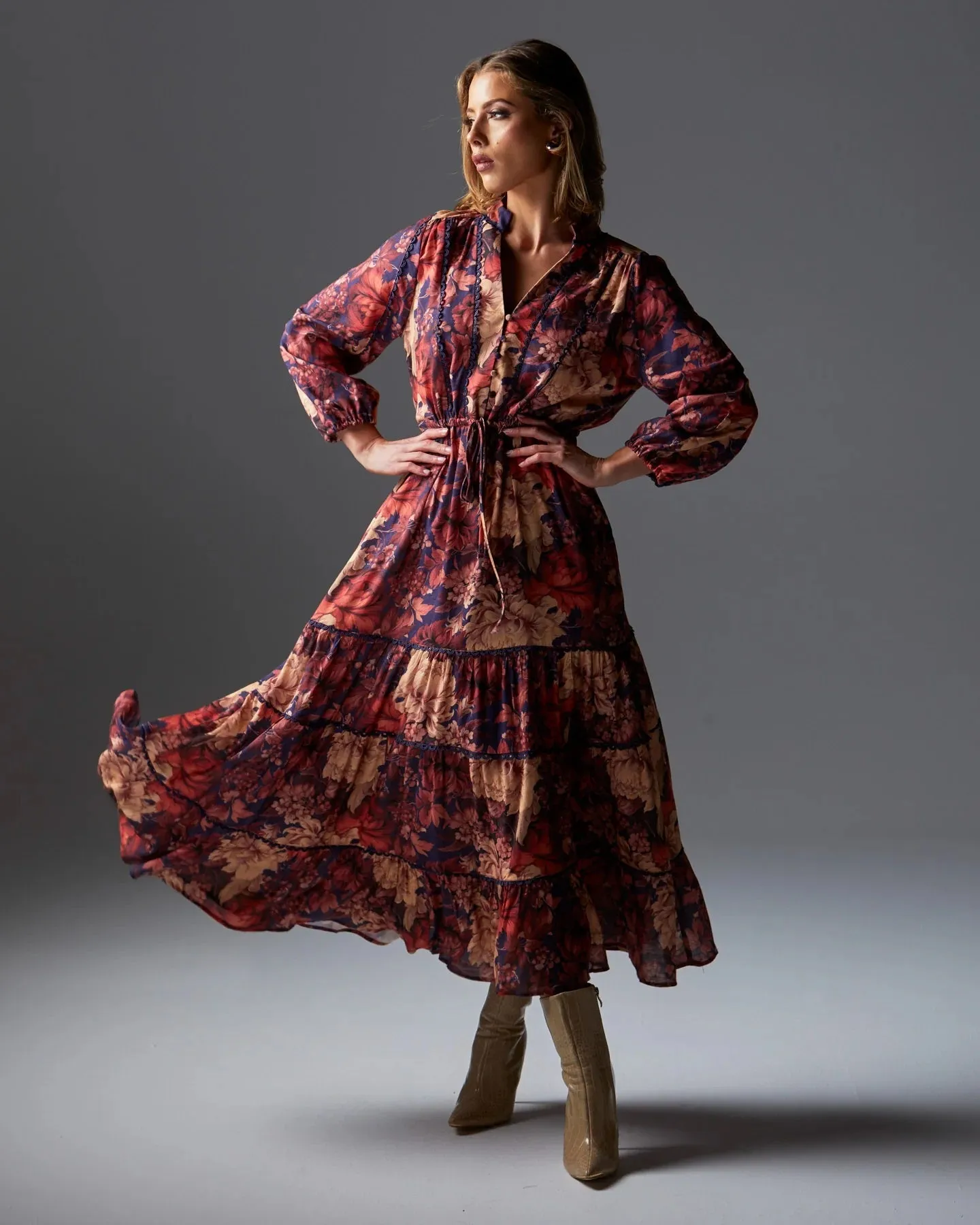 Fate   Becker Berry Kiss Midi Dress