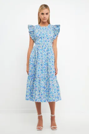 Floral Back Cut-out Midi Dress