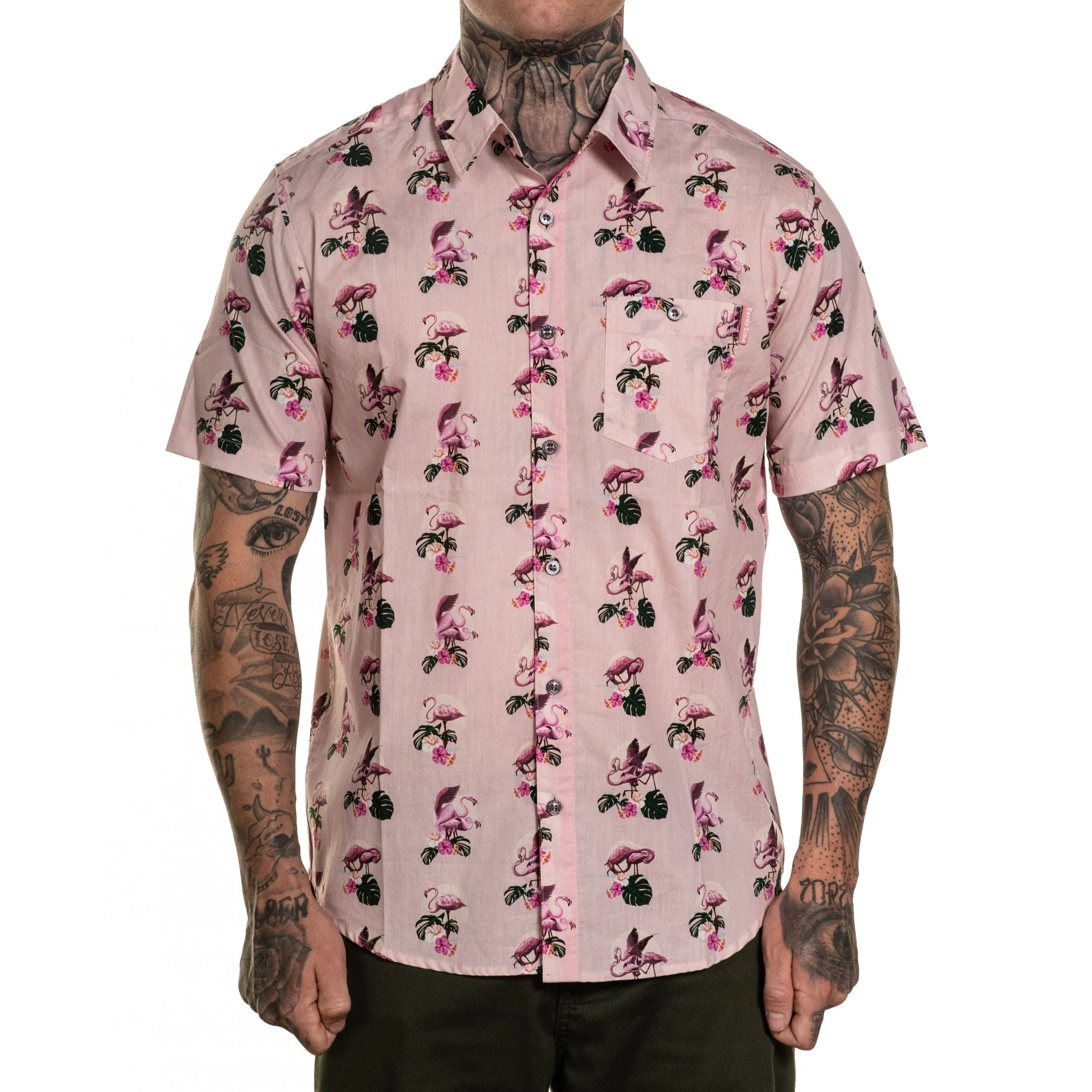 Frisky Flamingos Button Up Shirt