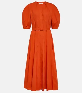 Gabriela Hearst Caden puff-sleeve cotton midi dress