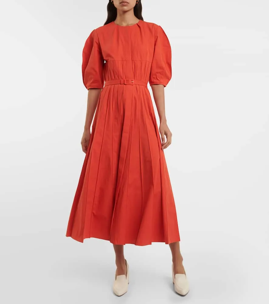 Gabriela Hearst Caden puff-sleeve cotton midi dress