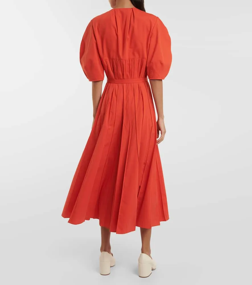 Gabriela Hearst Caden puff-sleeve cotton midi dress
