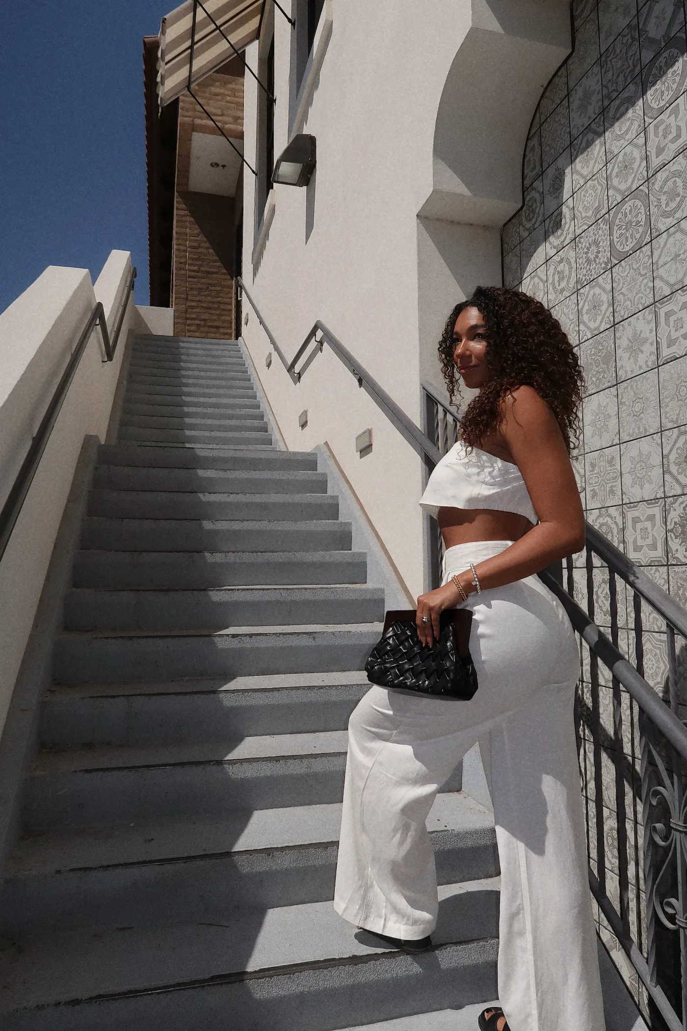 Hales Crop Top   Pant Set - White