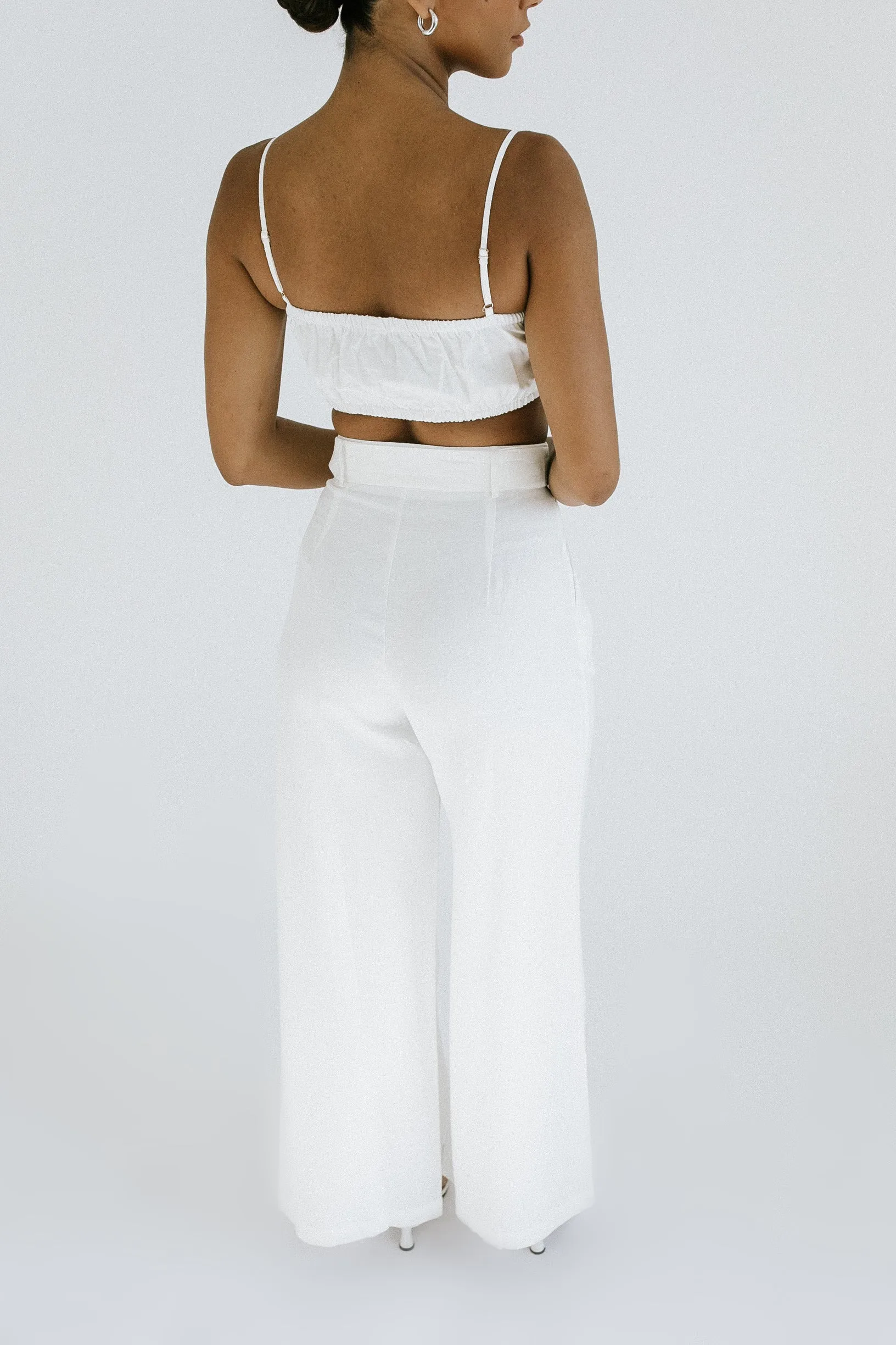 Hales Crop Top   Pant Set - White