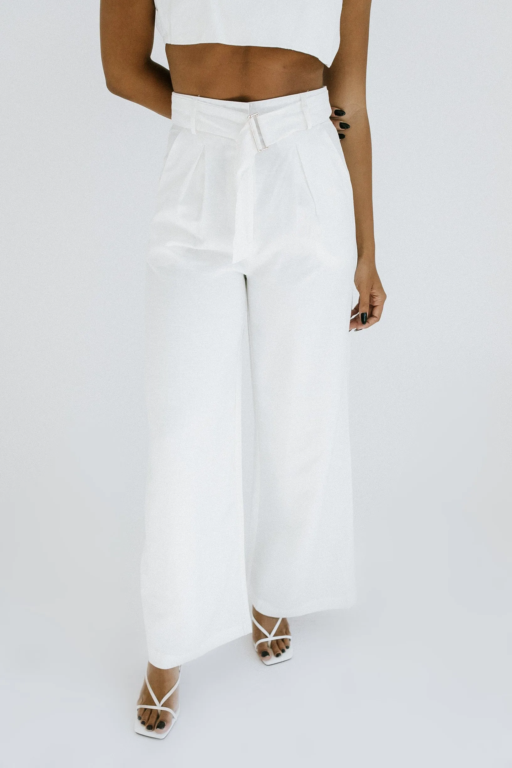 Hales Crop Top   Pant Set - White